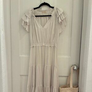Ulla Johnson Maxi Gray Polyester Dress Cap Sleeve
